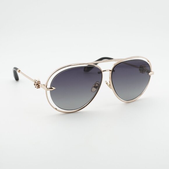 Roberto Cavalli SRC032M 0300 Sunglasses Gold Aviator Frame Grey Lenses